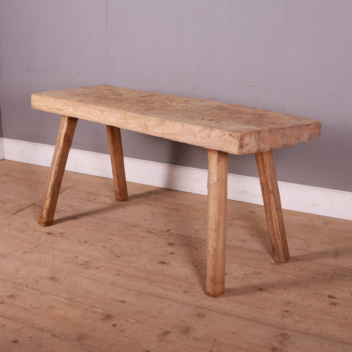 French Scrubbed Sycamore and Elm Trestle Table